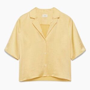 Aritzia Yellow Short Sleeve Button-Down Shirt